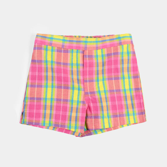 Infant Girls Poly Cotton Shorts (Big Check) - Multi