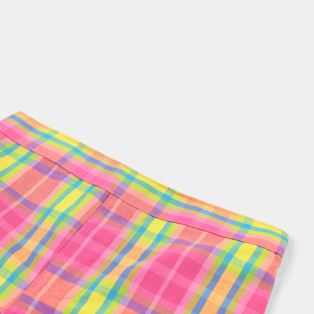 Infant Girls Poly Cotton Shorts (Big Check) - Multi