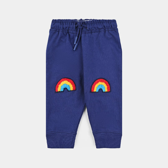 Infant Girls Cotton Terry Pajama (Rainbow) - Navy Blue