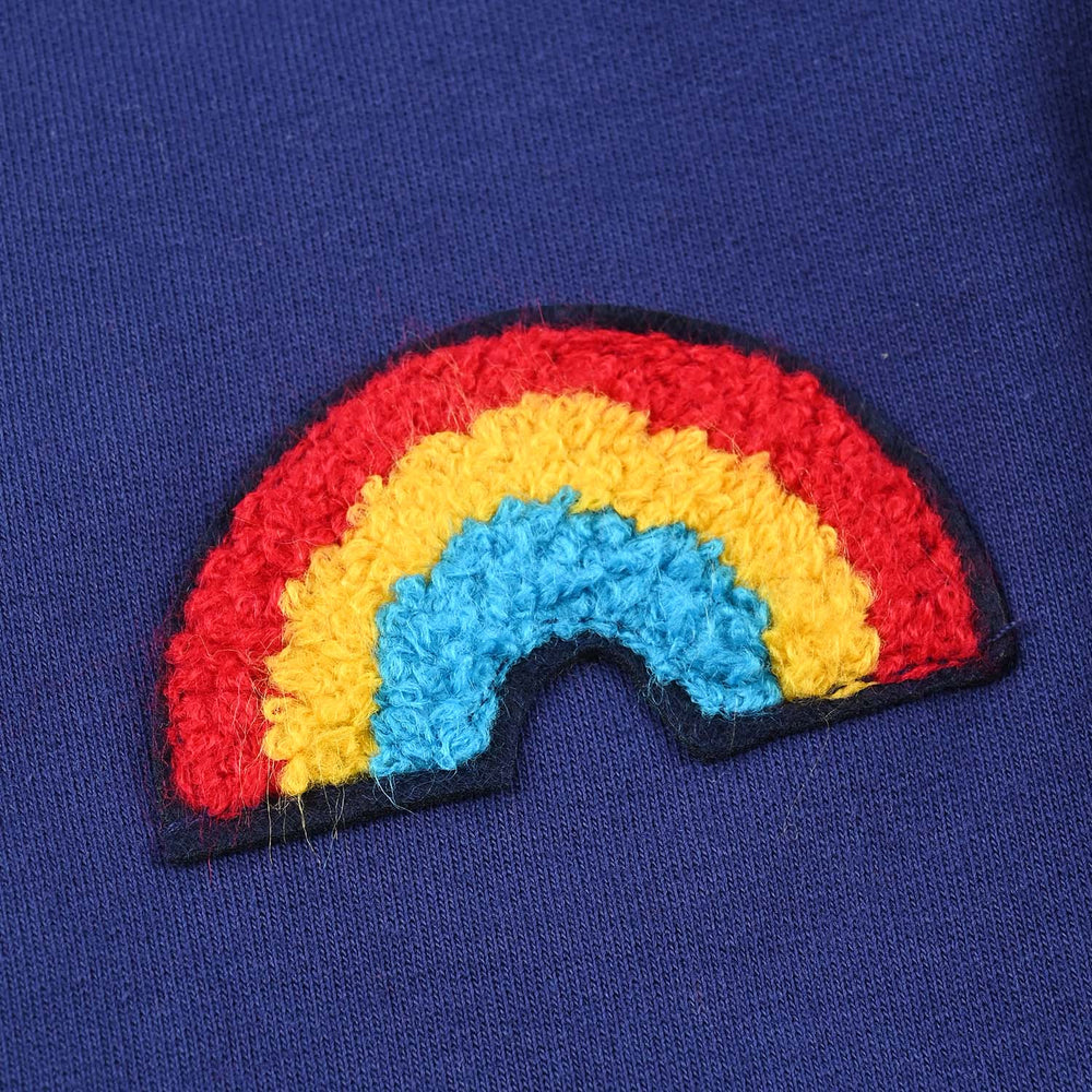 Infant Girls Cotton Terry Pajama (Rainbow) - Navy Blue