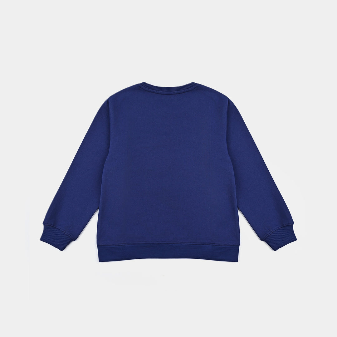 Girls Cotton Terry Sweatshirt Character-Navy Blue