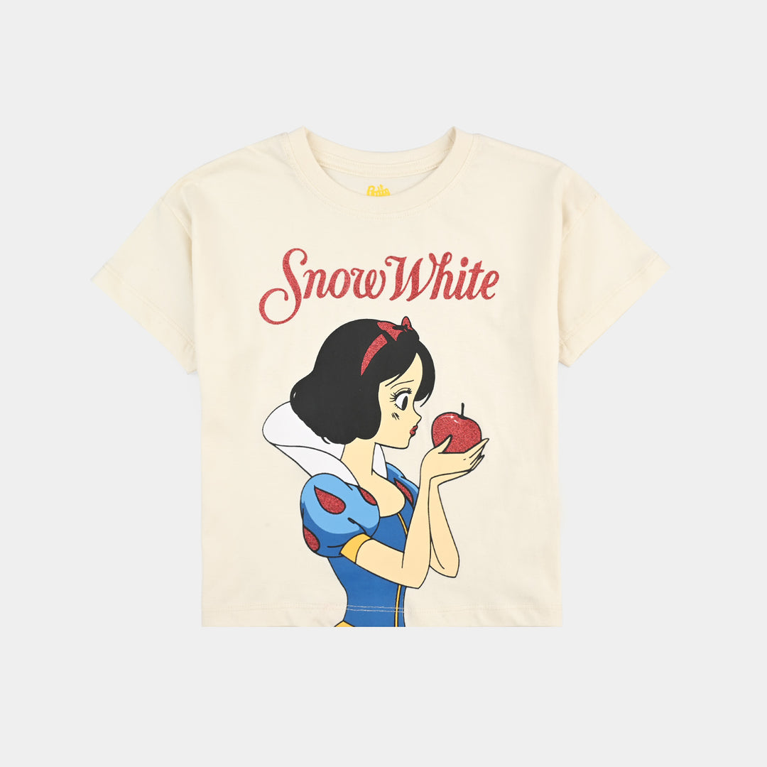 Girls Cotton Jersey T-Shirt - Off White