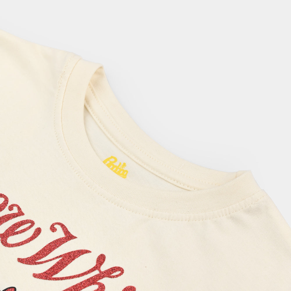 Girls Cotton Jersey T-Shirt - Off White