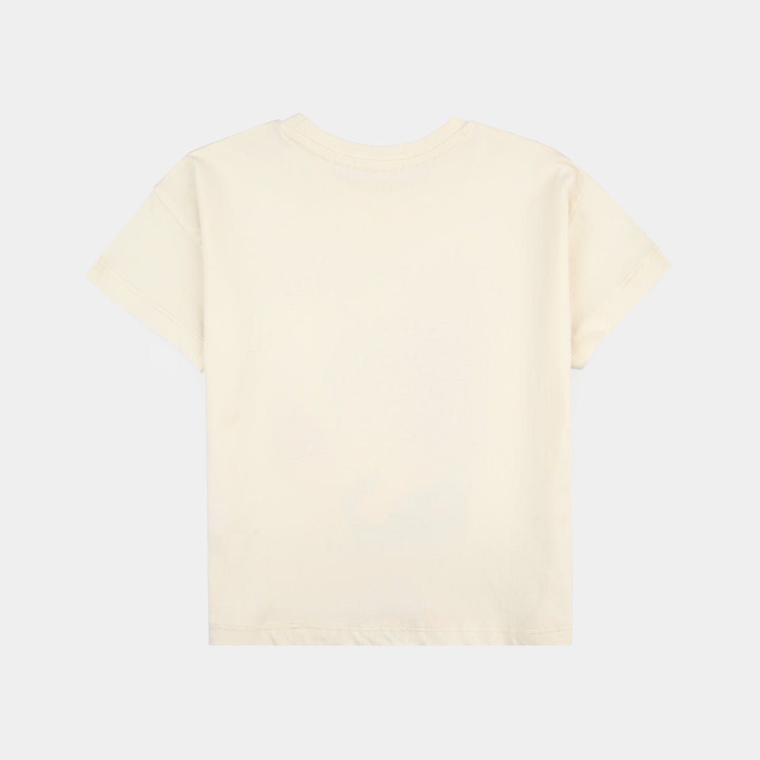 Girls Cotton Jersey T-Shirt - Off White