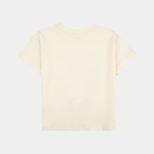 Girls Cotton Jersey T-Shirt - Off White