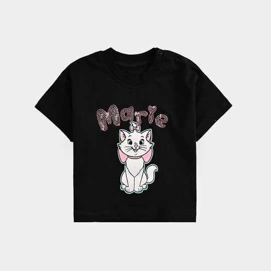 Infant Girls Cotton Jersey T-Shirt (Marie) - Black