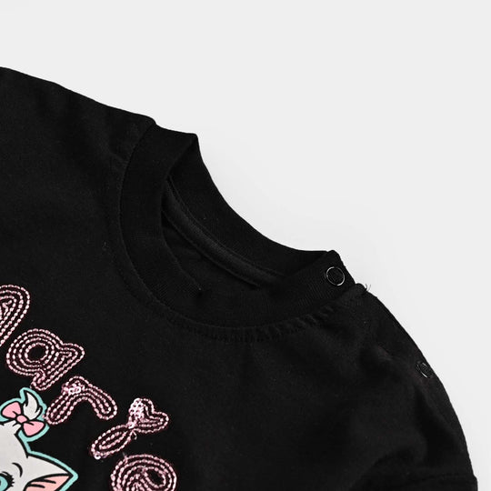 Infant Girls Cotton Jersey T-Shirt (Marie) - Black