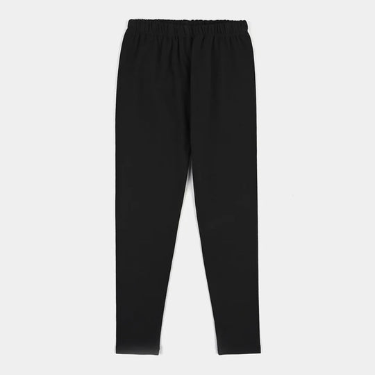 Girls Lycra Jersey Tights Basic-Black
