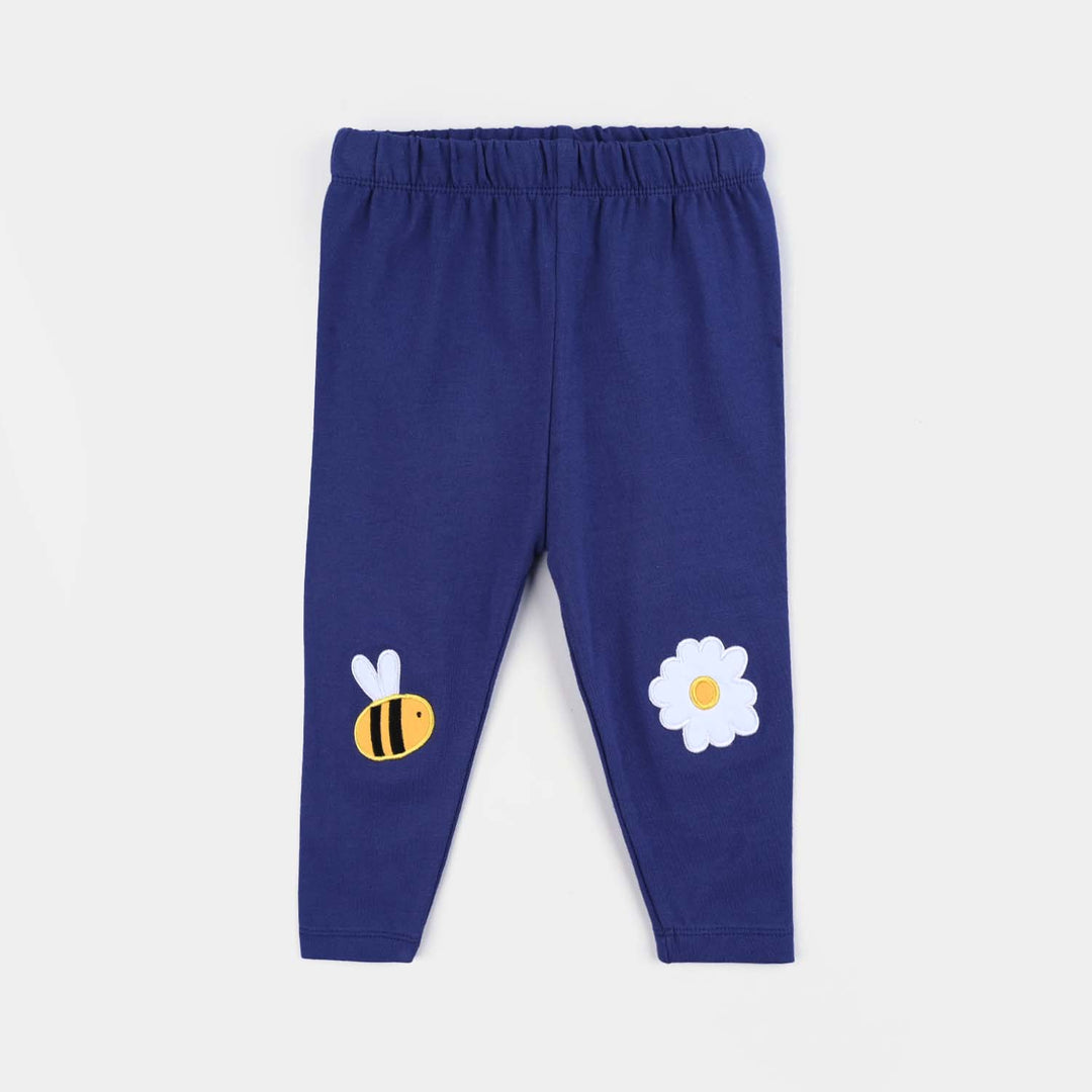 Infant Girls Lycra Jersey Emb Tights Honey Bee-Navy Blue