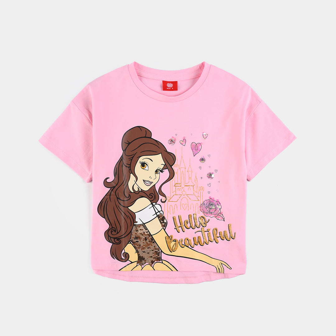 Girls Lycra Jersey T-Shirt Beautiful-PINK