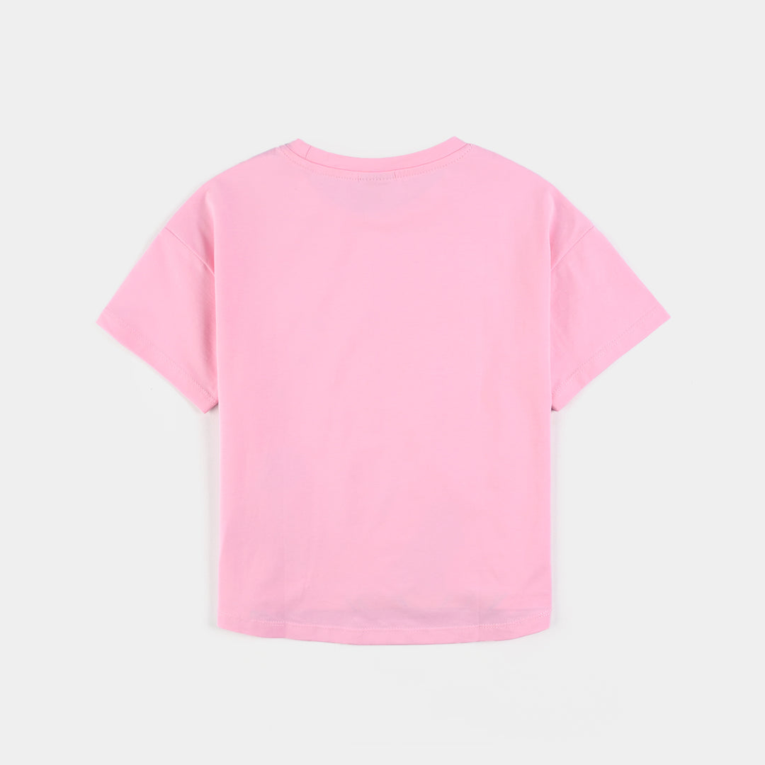 Girls Lycra Jersey T-Shirt Beautiful-PINK