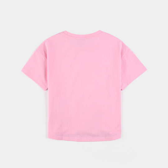 Girls Lycra Jersey T-Shirt Beautiful-PINK