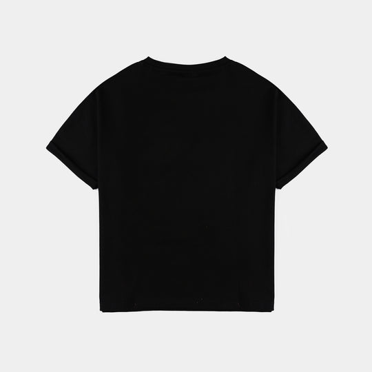 Girls Lycra Jersey T-Shirt - Black