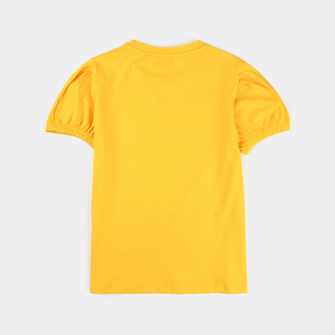 Girls Lycra Jersey T-Shirt Love -Yellow