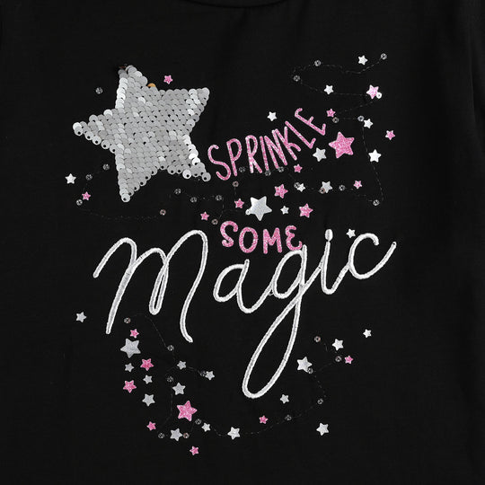 Girls Lycra Jersey T-Shirt Magic -BLACK