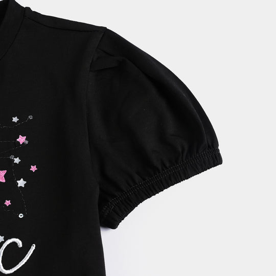 Girls Lycra Jersey T-Shirt Magic -BLACK