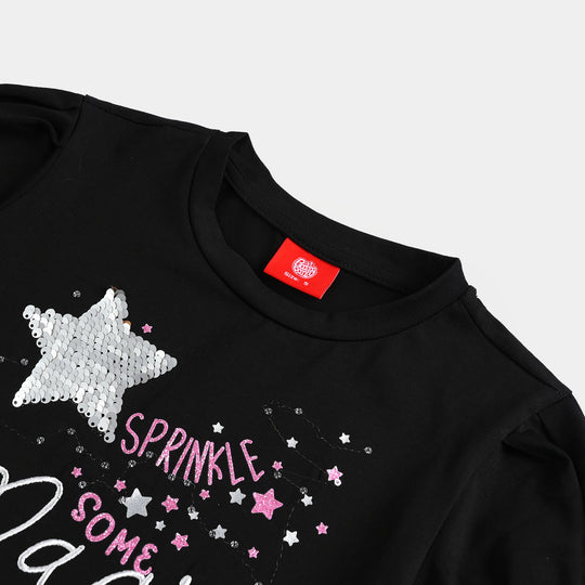 Girls Lycra Jersey T-Shirt Magic -BLACK