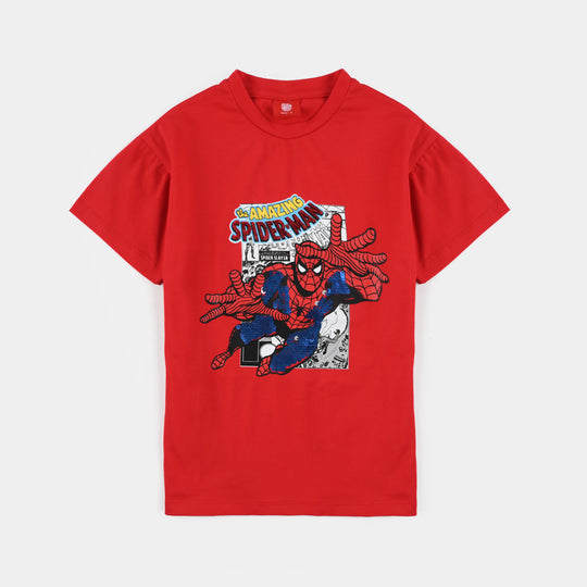 Boys Lycra Jersey T-Shirt Character -RED
