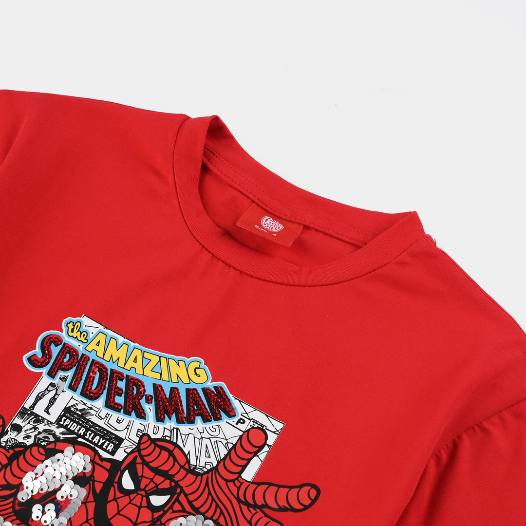 Boys Lycra Jersey T-Shirt Character -RED