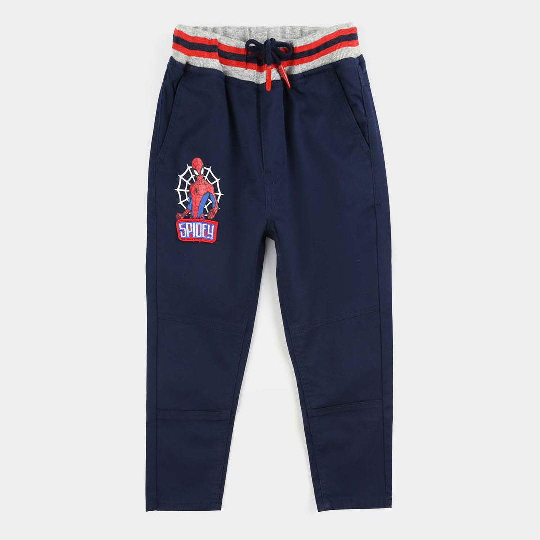 Boys Cotton Twill Pant Spidey-Navy Blue