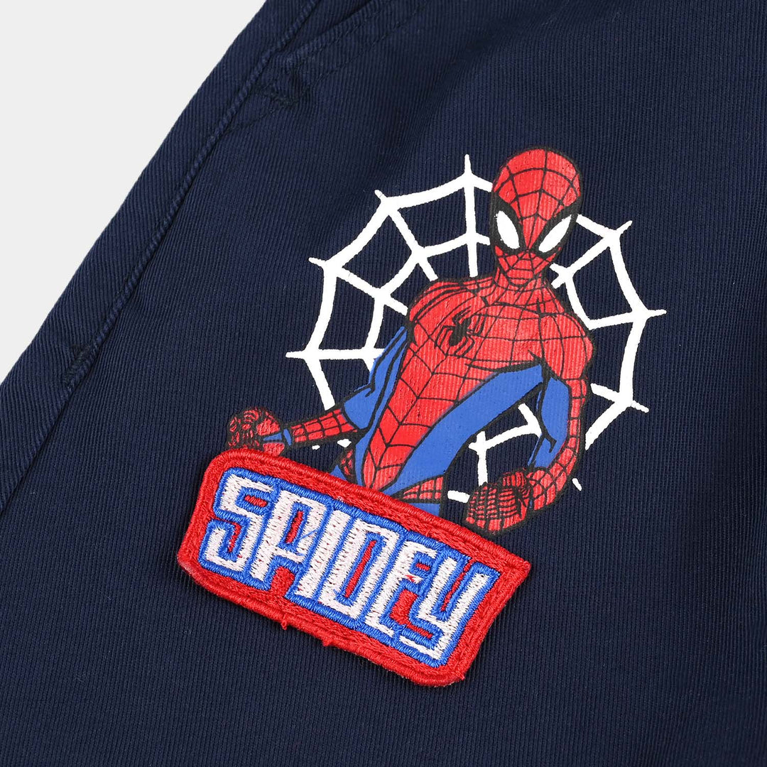 Boys Cotton Twill Pant Spidey-Navy Blue