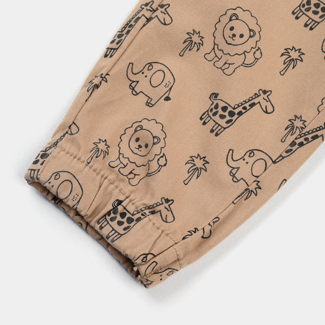 Infant Boys Cotton Twill Pant Happy Every Day-BROWN
