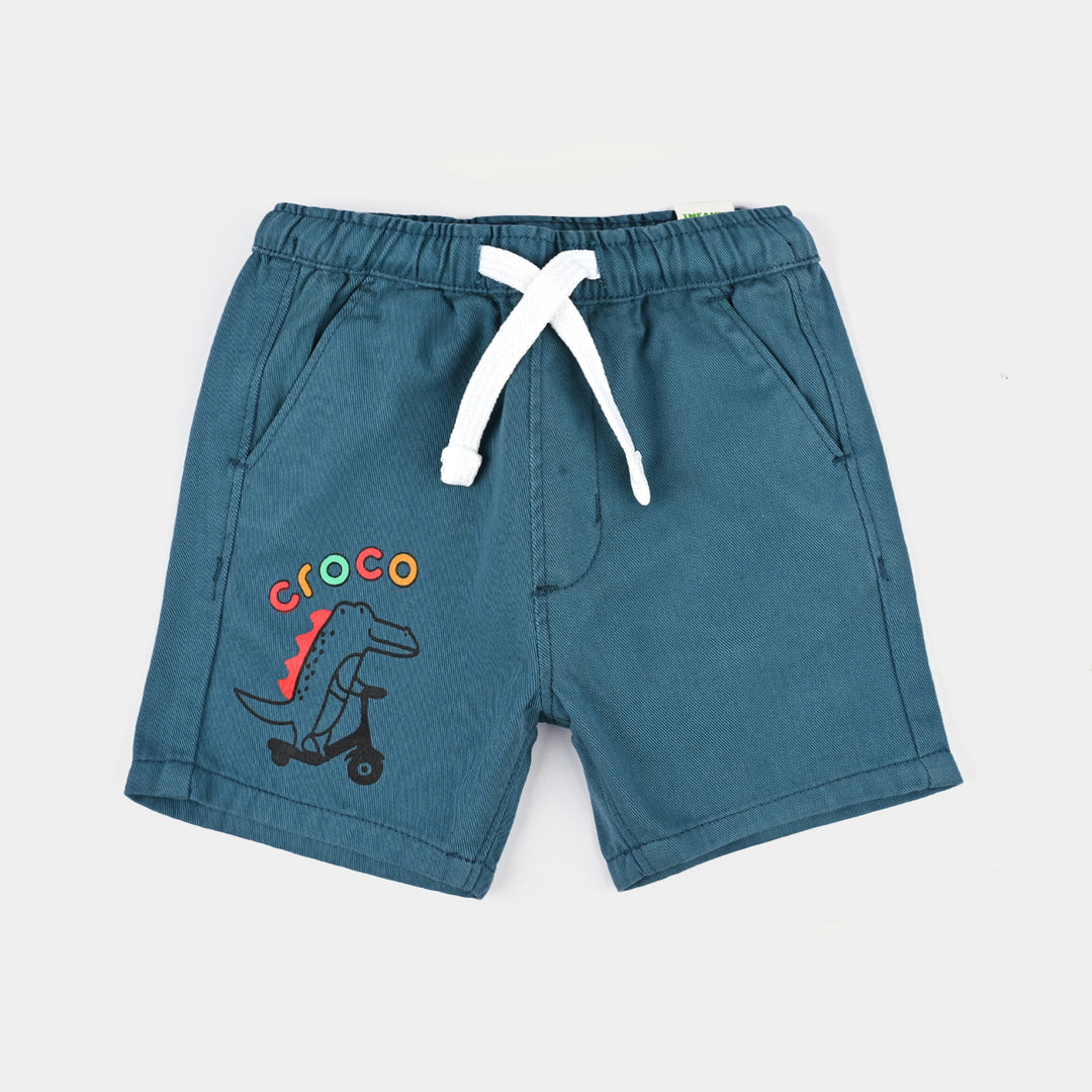 Infant Boys Cotton Twill Short Dino Croc-Blue