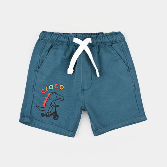 Infant Boys Cotton Twill Short Dino Croc-Blue