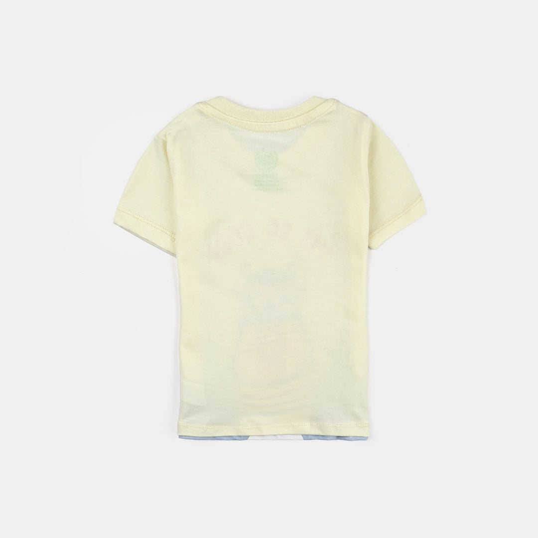 Infant Boys Cotton Jersey T-Shirt (HIPPO) - Lime/Yellow