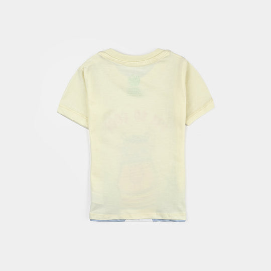 Infant Boys Cotton Jersey T-Shirt (HIPPO) - Lime/Yellow