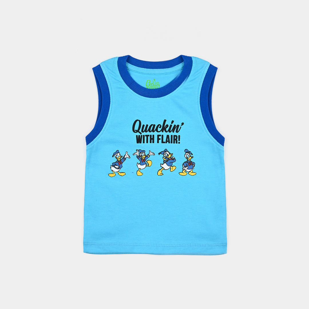 Infant Boys Cotton Jersey Sando (Quackin) - Blue