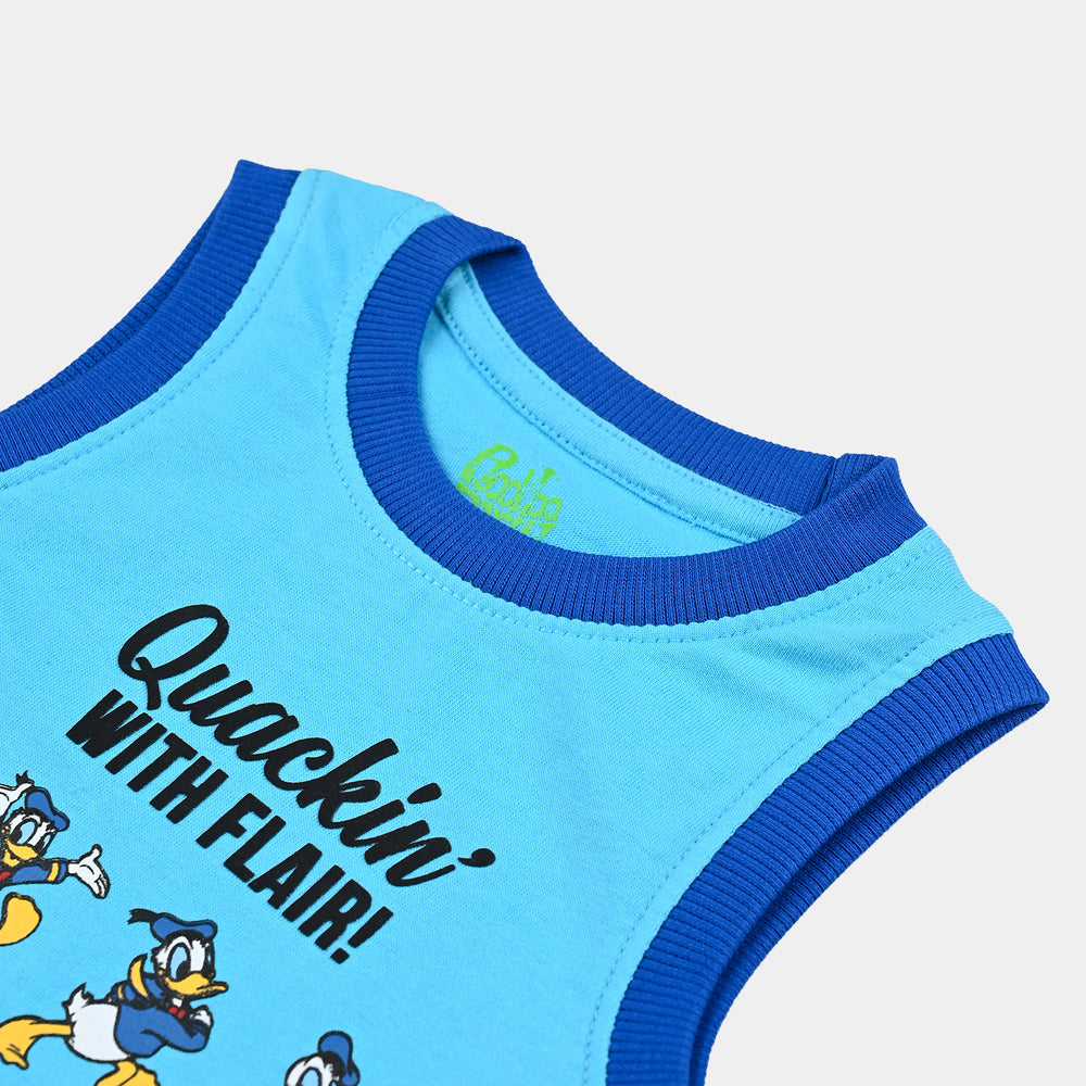 Infant Boys Cotton Jersey Sando (Quackin) - Blue