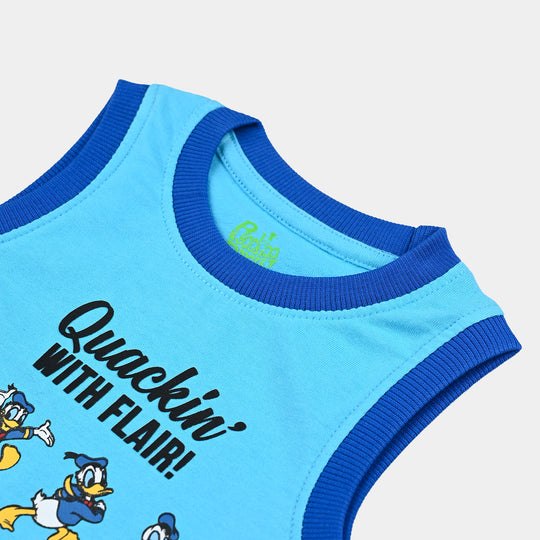 Infant Boys Cotton Jersey Sando (Quackin) - Blue