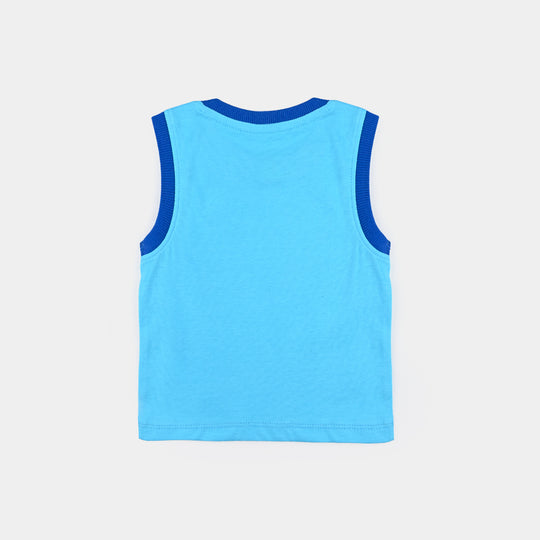 Infant Boys Cotton Jersey Sando (Quackin) - Blue