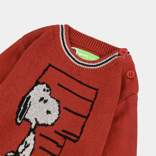 Infant Boys Cotton Acrylic Sweater-Rust