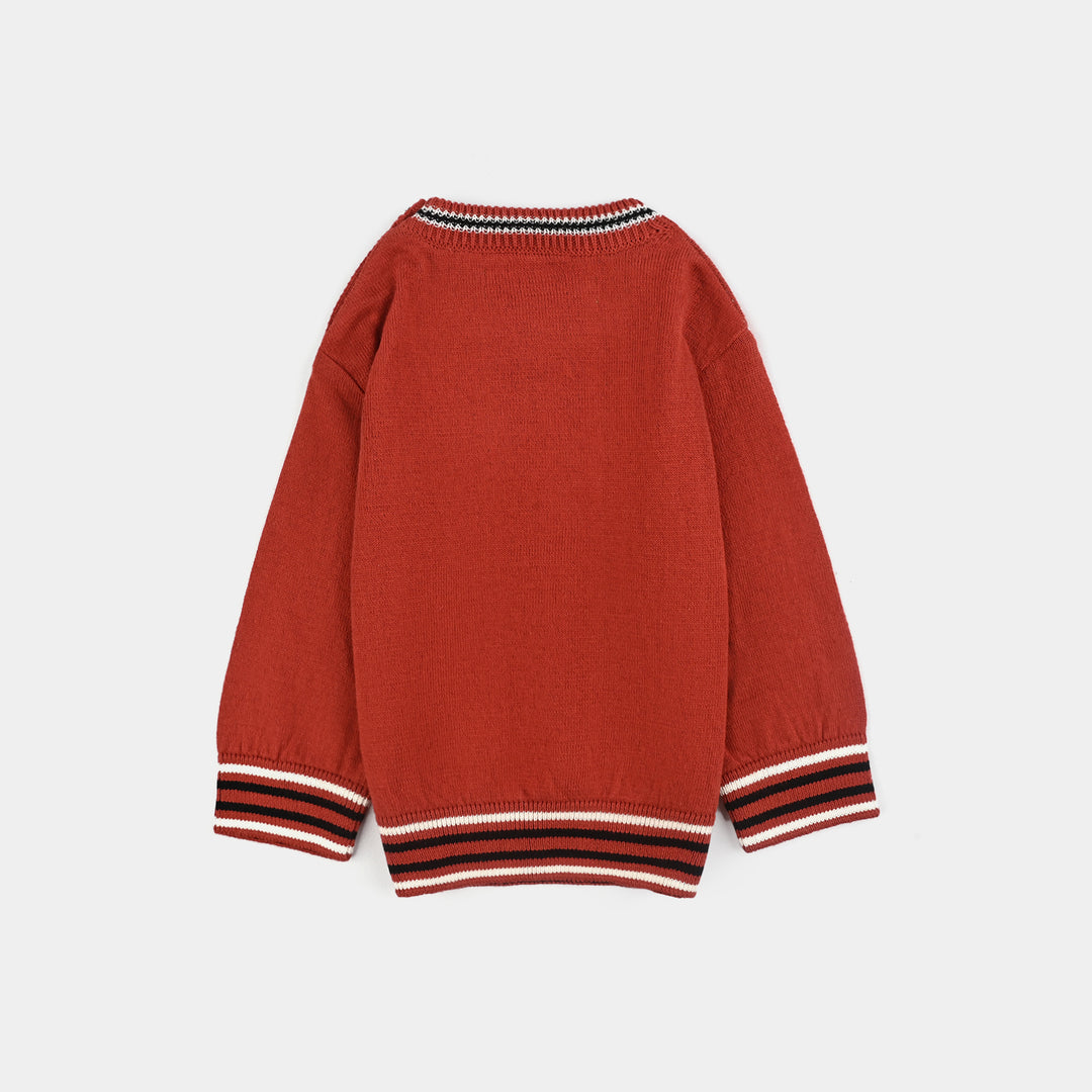 Infant Boys Cotton Acrylic Sweater-Rust