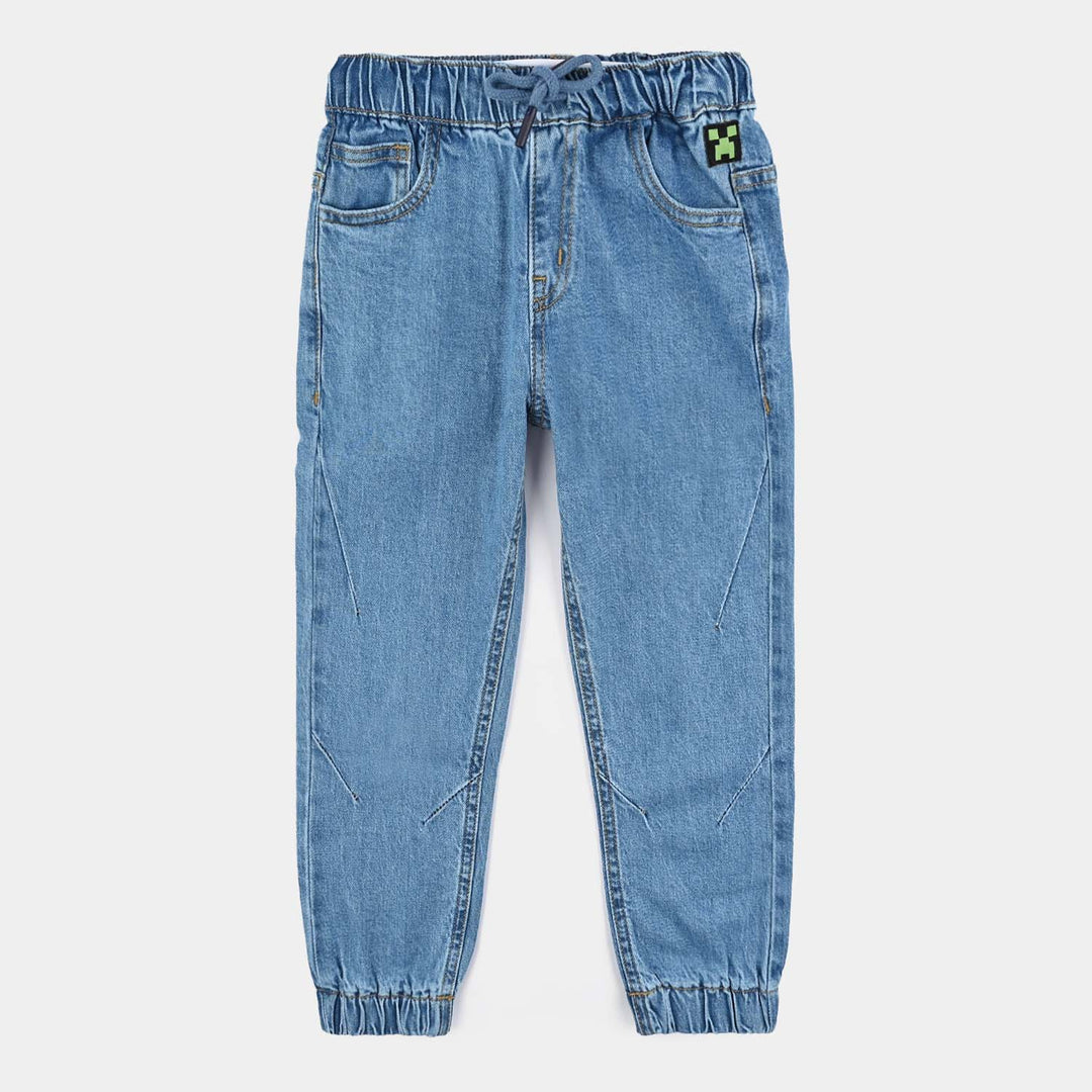 Boys Denim Stretch Pants - Mid Blue