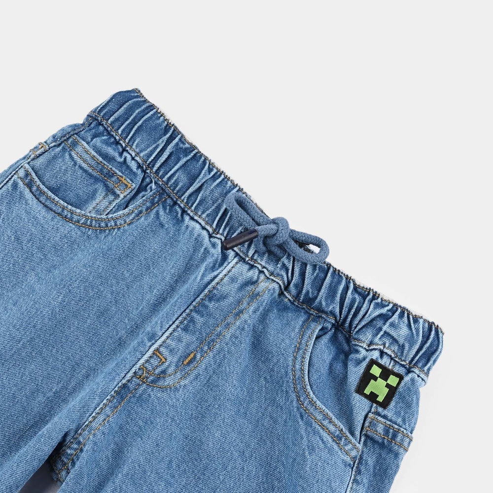 Boys Denim Stretch Pants - Mid Blue