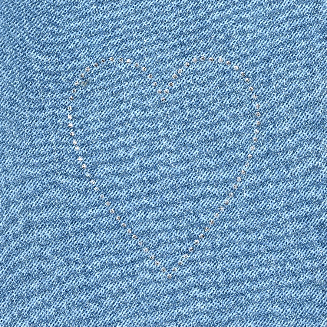 Girls Denim Pants (Hearts & Studs) - Ice Blue