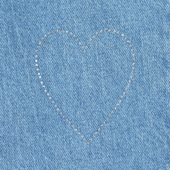 Girls Denim Pants (Hearts & Studs) - Ice Blue