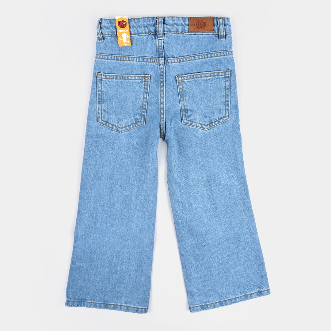 Girls Denim Pants (Hearts & Studs) - Ice Blue