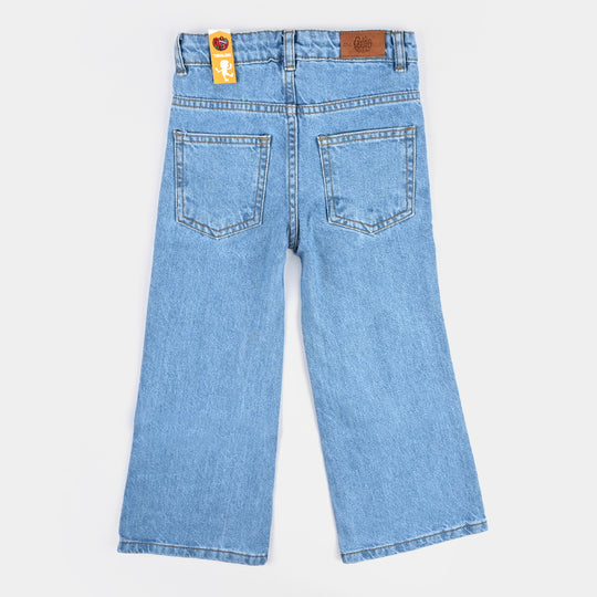 Girls Denim Pants (Hearts & Studs) - Ice Blue