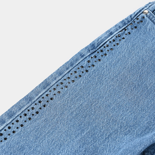 Girls Denim Stretch Pant Side Seams - Light Blue