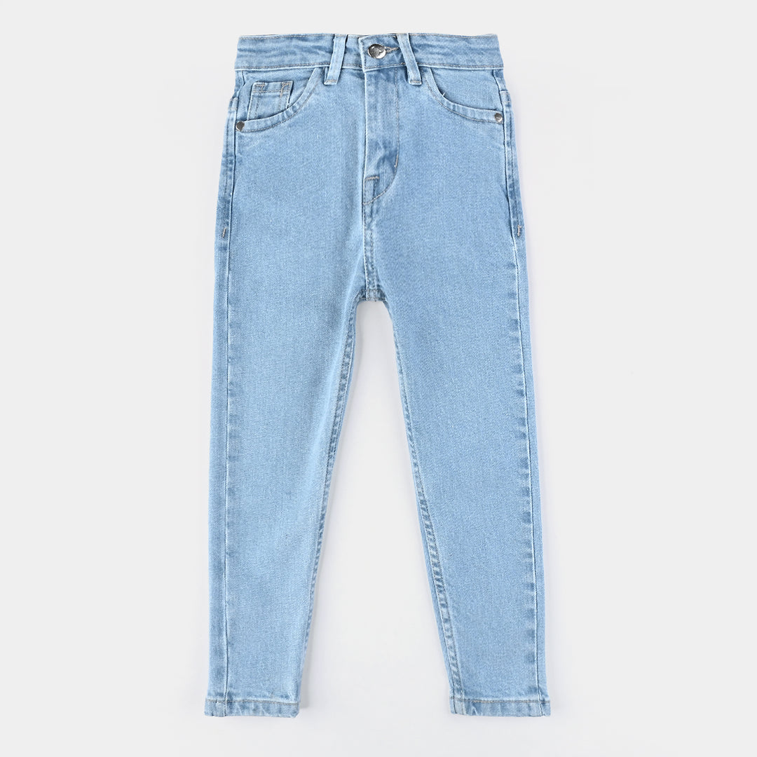Boys Denim Stretch Pant Basic Regular Fit-Ice Blue