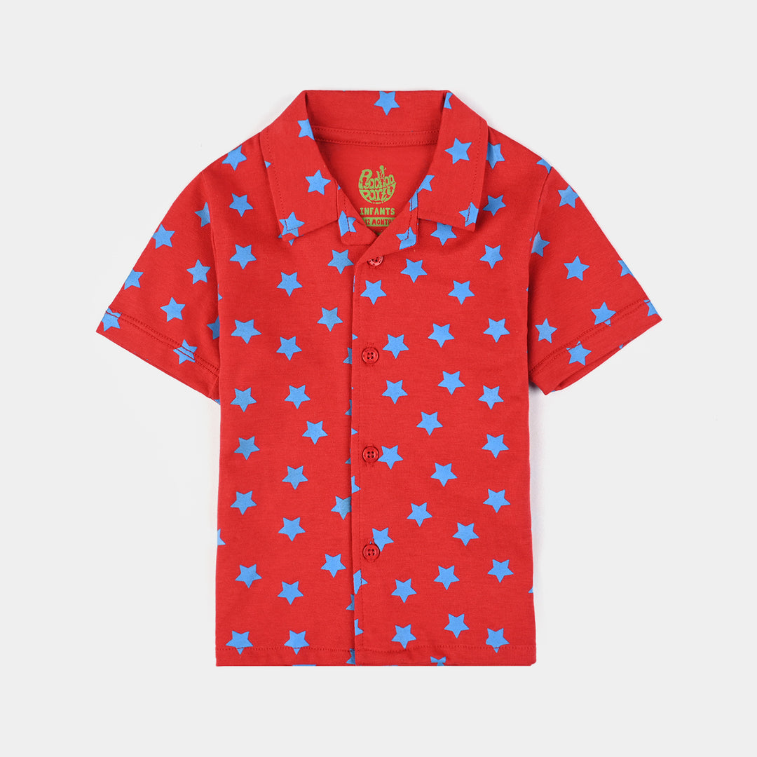 Infant Boys Poly Cotton Jersey Night Suit Overall-H.R.Red