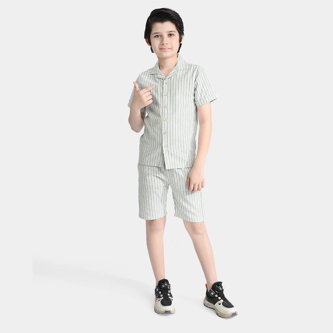 Boys Yarn Dyed Woven Suit Pin Stripe-Multi