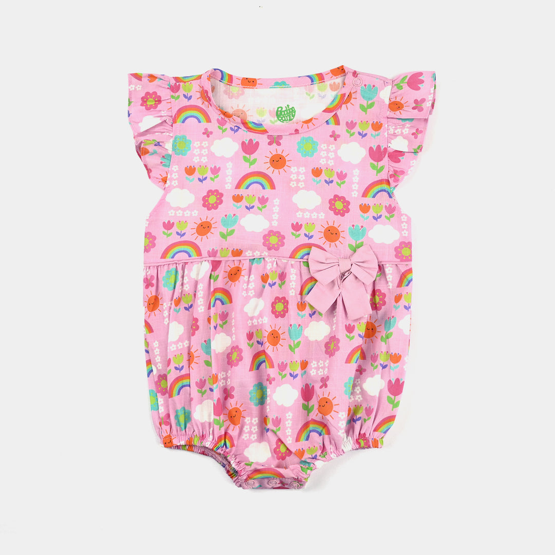 Infant Girls Cotton Slub Romper Summer Vibes-Multi
