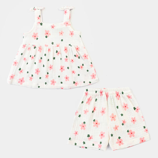 Infant Girls Seersucker 2-Piece Set (Crinkle Flower) - Multi