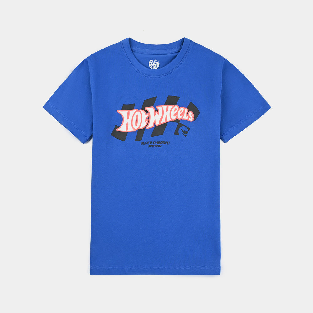 Boys Cotton Jersey T-Shirt H/S Hot Wheels-C.Blue