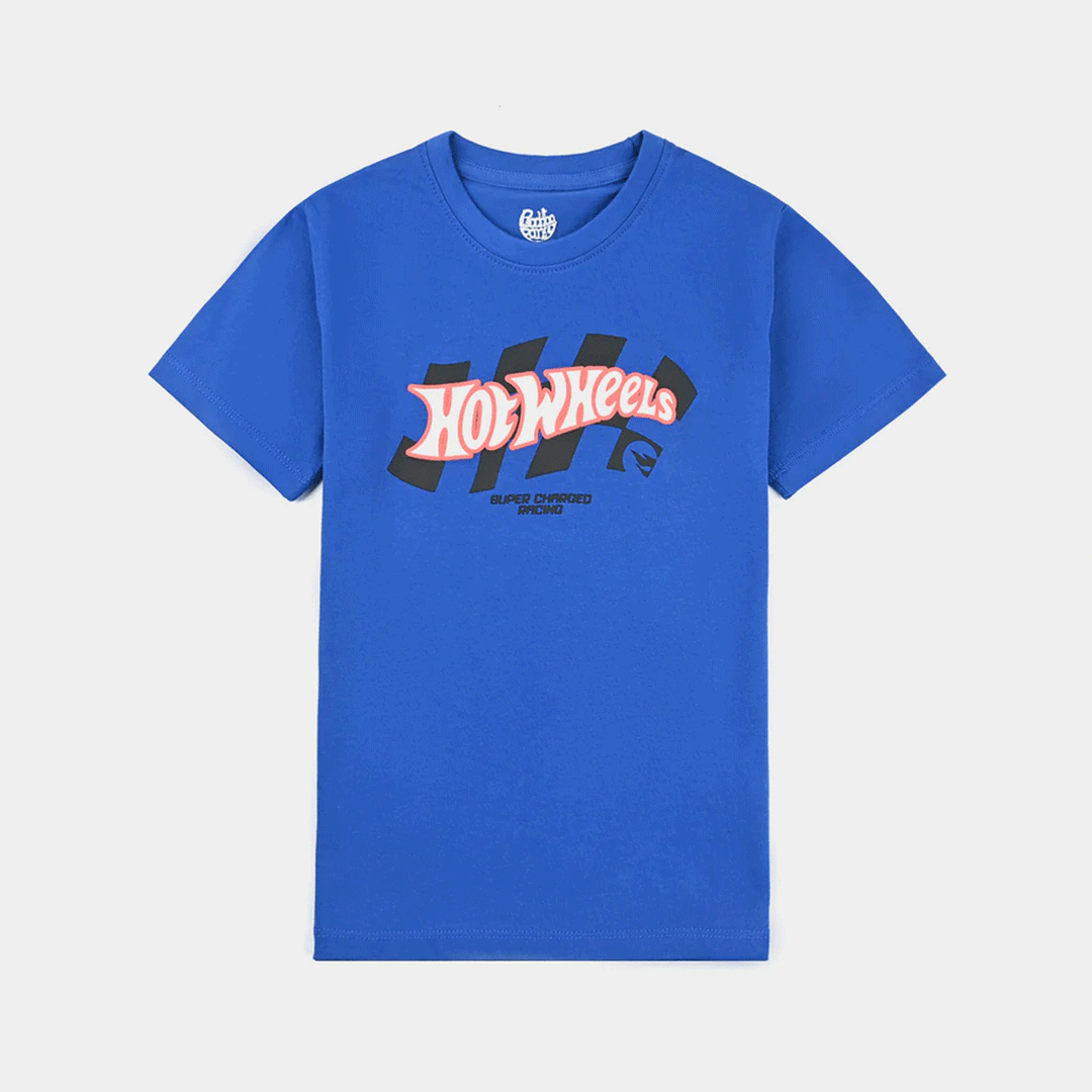 Boys Cotton Jersey T-Shirt H/S Hot Wheels-C.Blue